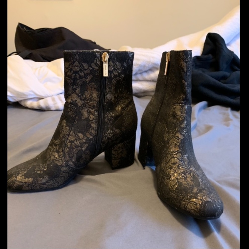 Black/Gold Heeled Booties